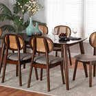 Baxton Studio Darrion Mid-Century Modern Grey Fabric and Walnut Brown Finished Wood 7-Piece Dining Set