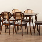 Baxton Studio Darrion Mid-Century Modern Grey Fabric and Walnut Brown Finished Wood 7-Piece Dining Set