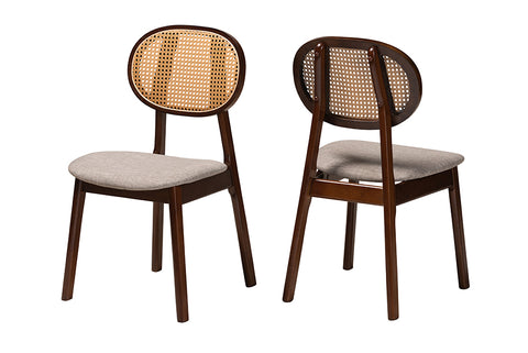Baxton Studio Darrion Mid-Century Modern Grey Fabric and Walnut Brown Finished Wood 2-Piece Dining Chair Set