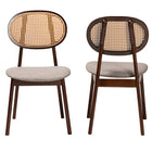 Baxton Studio Darrion Mid-Century Modern Grey Fabric and Walnut Brown Finished Wood 2-Piece Dining Chair Set