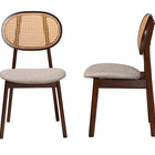 Baxton Studio Darrion Mid-Century Modern Grey Fabric and Walnut Brown Finished Wood 2-Piece Dining Chair Set
