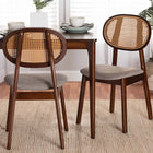 Baxton Studio Darrion Mid-Century Modern Grey Fabric and Walnut Brown Finished Wood 2-Piece Dining Chair Set