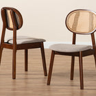 Baxton Studio Darrion Mid-Century Modern Grey Fabric and Walnut Brown Finished Wood 2-Piece Dining Chair Set