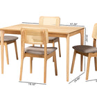 Baxton Studio Dannon Mid-Century Modern Grey Fabric and Natural Oak Finished Wood 5-Piece Dining Set