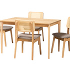 Baxton Studio Dannon Mid-Century Modern Grey Fabric and Natural Oak Finished Wood 5-Piece Dining Set