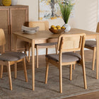 Baxton Studio Dannon Mid-Century Modern Grey Fabric and Natural Oak Finished Wood 5-Piece Dining Set