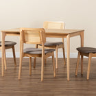 Baxton Studio Dannon Mid-Century Modern Grey Fabric and Natural Oak Finished Wood 5-Piece Dining Set