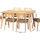 Baxton Studio Dannon Mid-Century Modern Grey Fabric and Natural Oak Finished Wood 7-Piece Dining Set