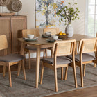 Baxton Studio Dannon Mid-Century Modern Grey Fabric and Natural Oak Finished Wood 7-Piece Dining Set