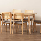 Baxton Studio Dannon Mid-Century Modern Grey Fabric and Natural Oak Finished Wood 7-Piece Dining Set