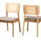 Baxton Studio Dannon Mid-Century Modern Grey Fabric and Ntural Oak Finished Wood 2-Piece Dining Chair Set