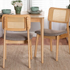 Baxton Studio Dannon Mid-Century Modern Grey Fabric and Ntural Oak Finished Wood 2-Piece Dining Chair Set