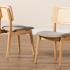 Baxton Studio Dannon Mid-Century Modern Grey Fabric and Ntural Oak Finished Wood 2-Piece Dining Chair Set