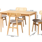 Baxton Studio Tarana Mid-Century Modern Grey Fabric and Natural Oak Finished Wood 5-Piece Dining Set