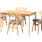 Baxton Studio Tarana Mid-Century Modern Grey Fabric and Natural Oak Finished Wood 5-Piece Dining Set