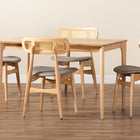 Baxton Studio Tarana Mid-Century Modern Grey Fabric and Natural Oak Finished Wood 5-Piece Dining Set