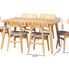 Baxton Studio Tarana Mid-Century Modern Grey Fabric and Natural Oak Finished Wood 7-Piece Dining Set