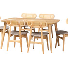 Baxton Studio Tarana Mid-Century Modern Grey Fabric and Natural Oak Finished Wood 7-Piece Dining Set