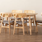 Baxton Studio Tarana Mid-Century Modern Grey Fabric and Natural Oak Finished Wood 7-Piece Dining Set