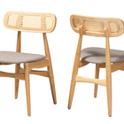 Baxton Studio Tarana Mid-Century Modern Grey Fabric and Natural Oak Finished Wood 2-Piece Dining Chair Set