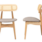 Baxton Studio Tarana Mid-Century Modern Grey Fabric and Natural Oak Finished Wood 2-Piece Dining Chair Set