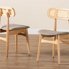 Baxton Studio Tarana Mid-Century Modern Grey Fabric and Natural Oak Finished Wood 2-Piece Dining Chair Set
