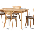 Baxton Studio Dannell Mid-Century Modern Grey Fabric and Natural Oak Finished Wood 5-Piece Dining Set