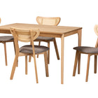 Baxton Studio Dannell Mid-Century Modern Grey Fabric and Natural Oak Finished Wood 5-Piece Dining Set