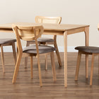 Baxton Studio Dannell Mid-Century Modern Grey Fabric and Natural Oak Finished Wood 5-Piece Dining Set