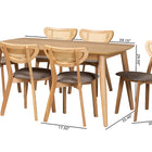 Baxton Studio Dannell Mid-Century Modern Grey Fabric and Natural Oak Finished Wood 7-Piece Dining Set