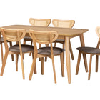 Baxton Studio Dannell Mid-Century Modern Grey Fabric and Natural Oak Finished Wood 7-Piece Dining Set