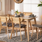 Baxton Studio Dannell Mid-Century Modern Grey Fabric and Natural Oak Finished Wood 7-Piece Dining Set