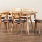 Baxton Studio Dannell Mid-Century Modern Grey Fabric and Natural Oak Finished Wood 7-Piece Dining Set