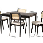 Baxton Studio Dannon Mid-Century Modern Cream Fabric and Black Finished Wood 5-Piece Dining Set