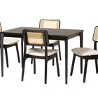 Baxton Studio Dannon Mid-Century Modern Cream Fabric and Black Finished Wood 5-Piece Dining Set