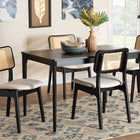 Baxton Studio Dannon Mid-Century Modern Cream Fabric and Black Finished Wood 5-Piece Dining Set