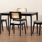 Baxton Studio Dannon Mid-Century Modern Cream Fabric and Black Finished Wood 5-Piece Dining Set