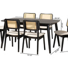 Baxton Studio Dannon Mid-Century Modern Cream Fabric and Black Finished Wood 7-Piece Dining Set
