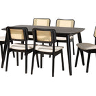 Baxton Studio Dannon Mid-Century Modern Cream Fabric and Black Finished Wood 7-Piece Dining Set