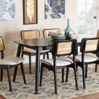 Baxton Studio Dannon Mid-Century Modern Cream Fabric and Black Finished Wood 7-Piece Dining Set