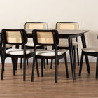 Baxton Studio Dannon Mid-Century Modern Cream Fabric and Black Finished Wood 7-Piece Dining Set