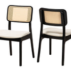 Baxton Studio Dannon Mid-Century Modern Cream Fabric and Black Finished Wood 2-Piece Dining Chair Set