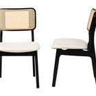 Baxton Studio Dannon Mid-Century Modern Cream Fabric and Black Finished Wood 2-Piece Dining Chair Set