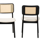 Baxton Studio Dannon Mid-Century Modern Cream Fabric and Black Finished Wood 2-Piece Dining Chair Set