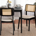 Baxton Studio Dannon Mid-Century Modern Cream Fabric and Black Finished Wood 2-Piece Dining Chair Set