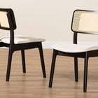 Baxton Studio Dannon Mid-Century Modern Cream Fabric and Black Finished Wood 2-Piece Dining Chair Set