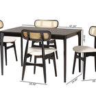 Baxton Studio Tarana Mid-Century Modern Cream Fabric and Black Finished Wood 5-Piece Dining Set