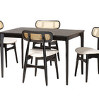 Baxton Studio Tarana Mid-Century Modern Cream Fabric and Black Finished Wood 5-Piece Dining Set