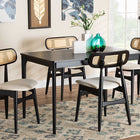 Baxton Studio Tarana Mid-Century Modern Cream Fabric and Black Finished Wood 5-Piece Dining Set