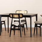 Baxton Studio Tarana Mid-Century Modern Cream Fabric and Black Finished Wood 5-Piece Dining Set